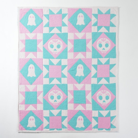 50" x 60" Pink & Mint Skull Throw Blanket by Ashland®